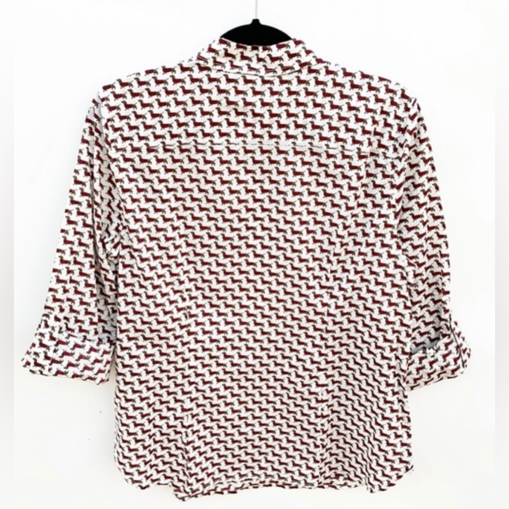 Talbots Dachshund Print Button Down Shirt M petite - Picture 2 of 6